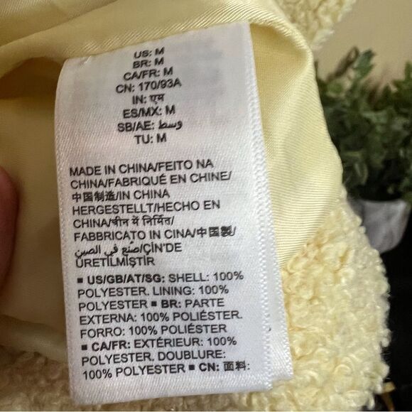 Womens Daily Ritual Teddy Bear Fleece Jacket Size Medium Light Yellow‎ - Picture 5 of 8